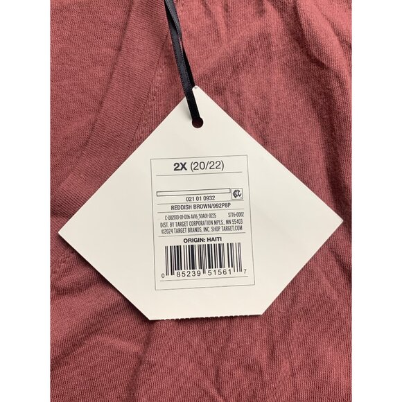 Ava & Viv Womens V-Neck Short Sleeve T-Shirt Reddish Brown Relaxed Fit Size 2X - Picture 9 of 9